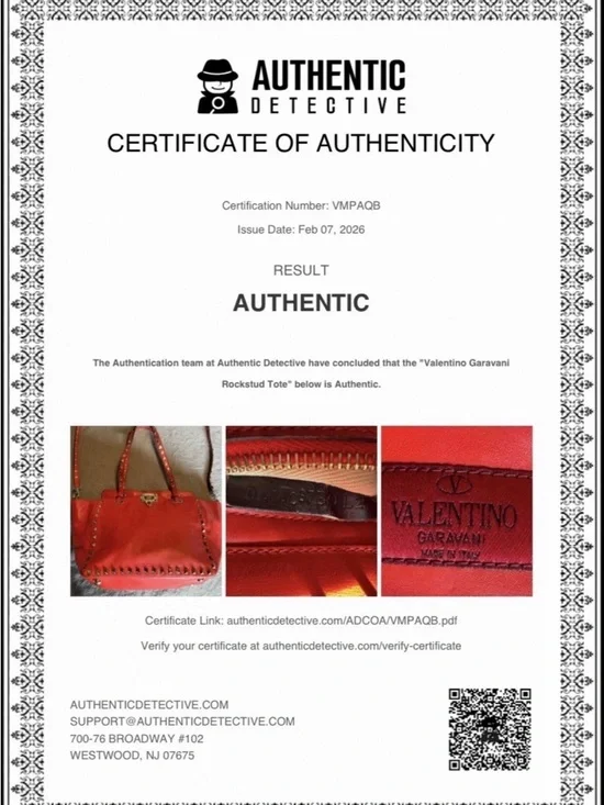 Valentino Garavani Rockstud Medium Red Leather Shoulder/Crossbody/Tote Bag W/COA - Picture 12 of 15